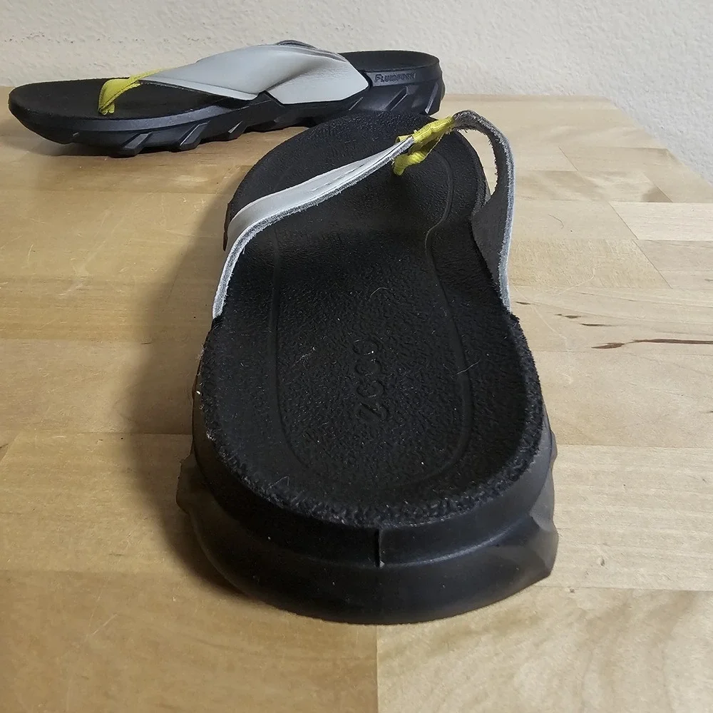 Men's Ecco MX Flipsider Flip Flop Sandals EUR 36 US 2-2.5 Grey And Yellow Upper‎